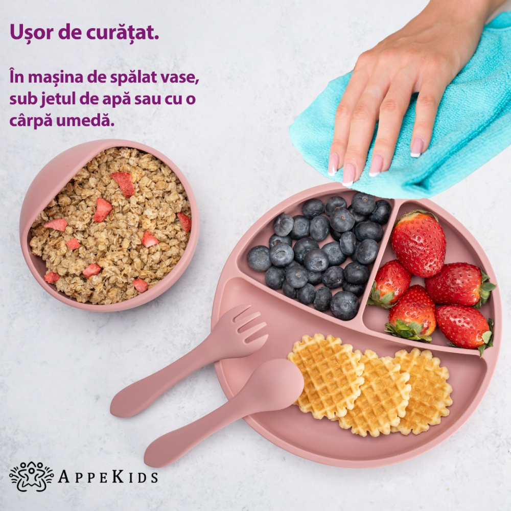 Set Diversificare AppeKids Silicon Old Rose - imagine 4