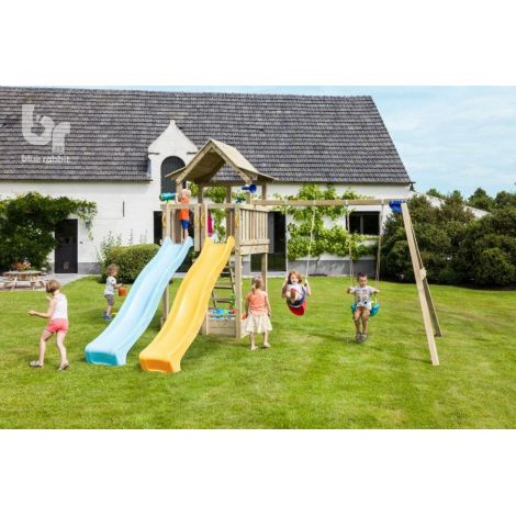 Spatiu Joaca Blue Rabbit Pagoda cu 2 Tobogane