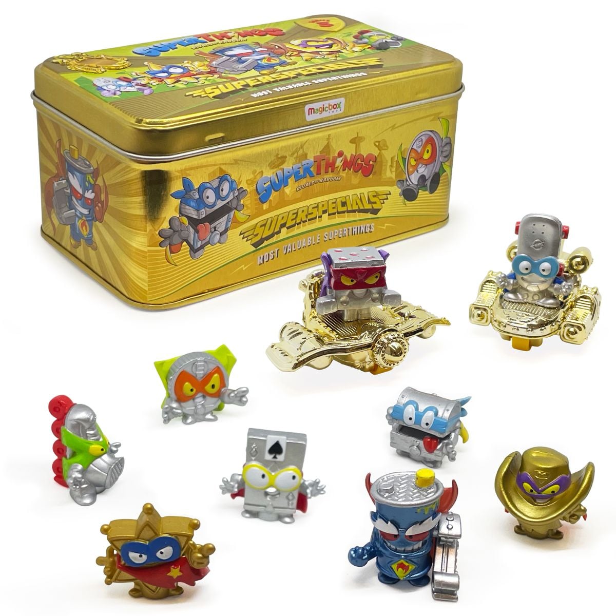 Set 9 Figurine SuperThings S3 în Cutie Metalică