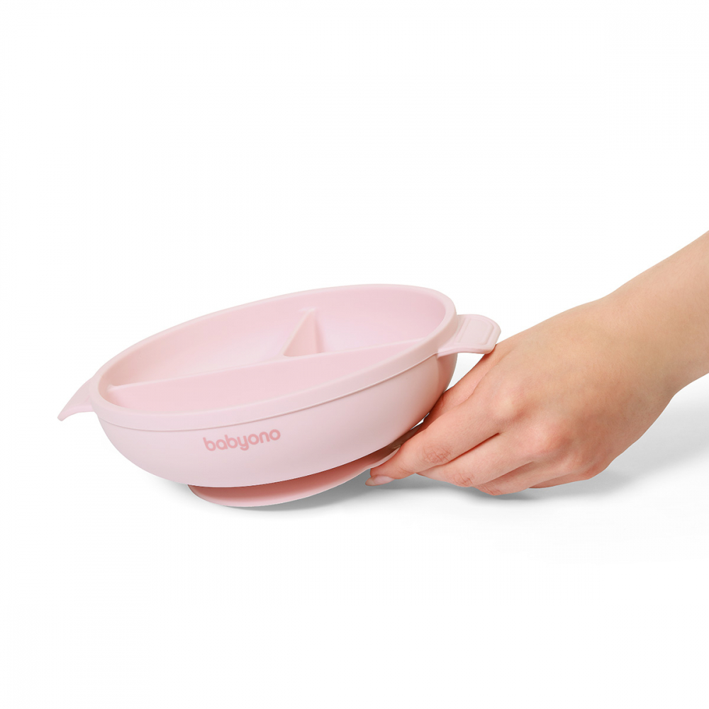Farfurie Babyono cu Ventuza Roz - BLW - imagine 6