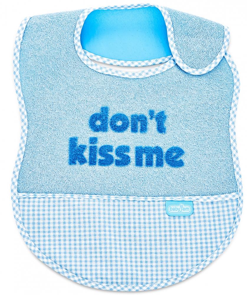 Baveta BabyJem Dont Kiss Me Blue, Bumbac