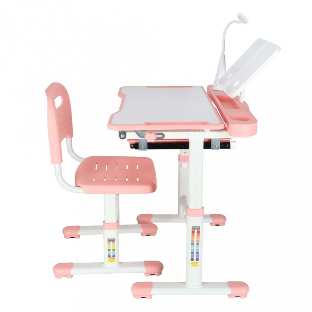 Birou Ikonka Pink Reglabil cu Lampa LED pentru Copii - imagine 5