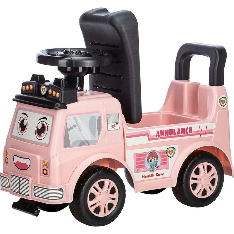 Ambulanta Ride-on Free2Move Roz, Lumini si Sunete - imagine 3