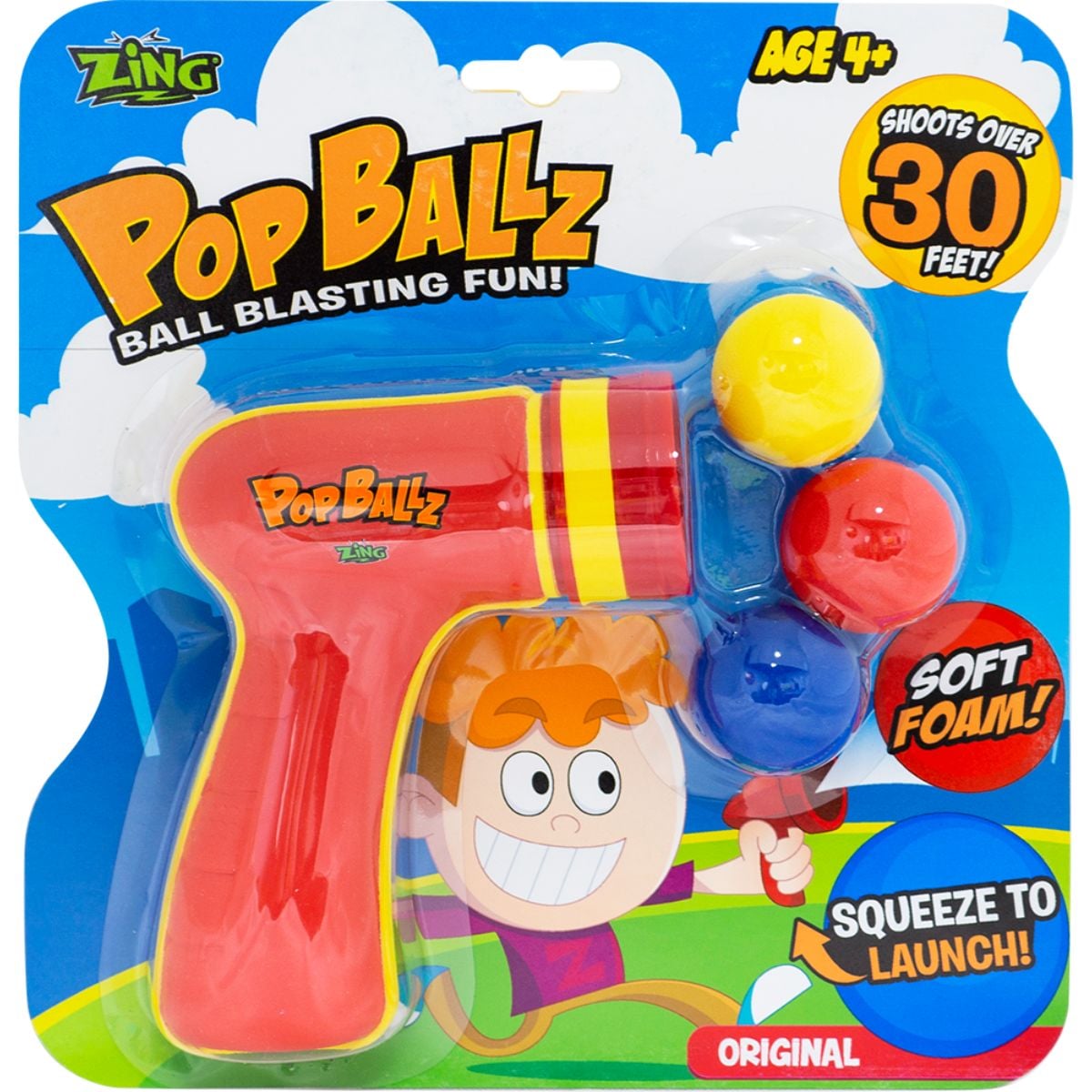 Pistol Zing Pop Ballz Rosu | Jucarii Aer Liber