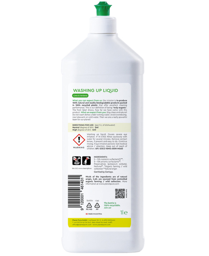 Detergent Bio Planet Pure Vase Lime și Verbena 1L