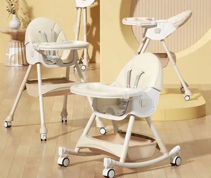 Scaun masa Little Mom 3in1 Funny Cream, cu roti - imagine 8