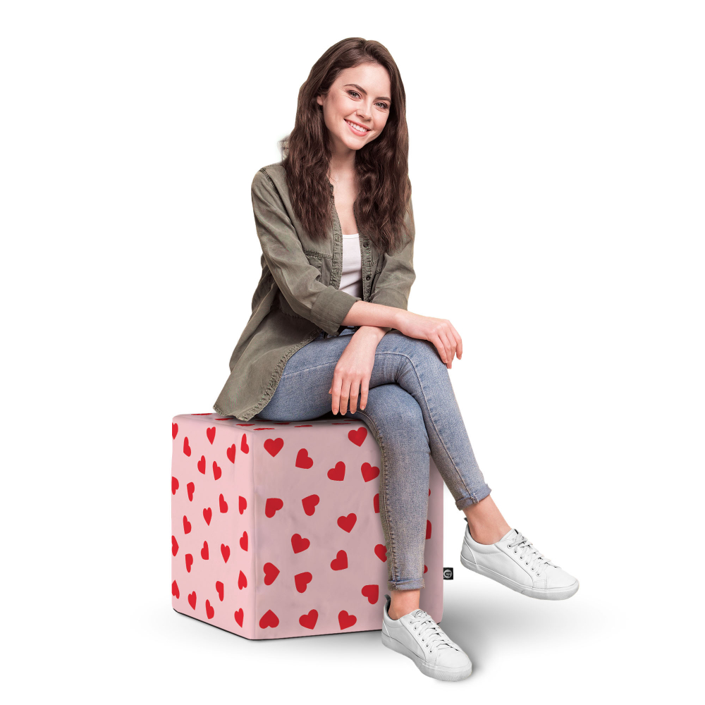 Taburet Cub XL Updeco Design Inimi Roz