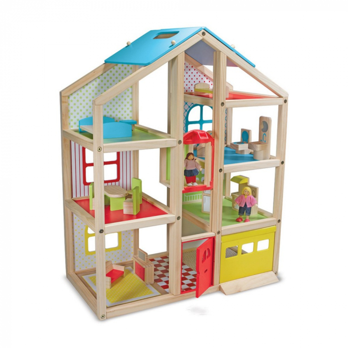 Căsuță Păpuși Melissa & Doug, 4 Nivele, Mobilată