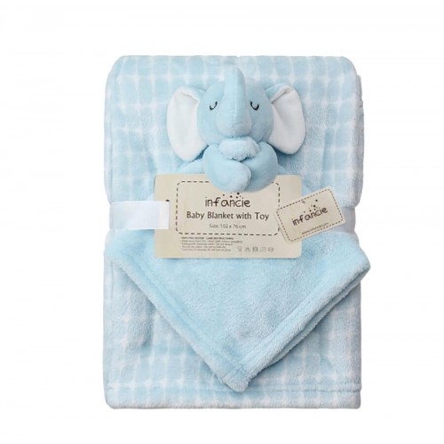 Set Cadou Bebeluși Infancie cu Păturică Fleece și Elefant