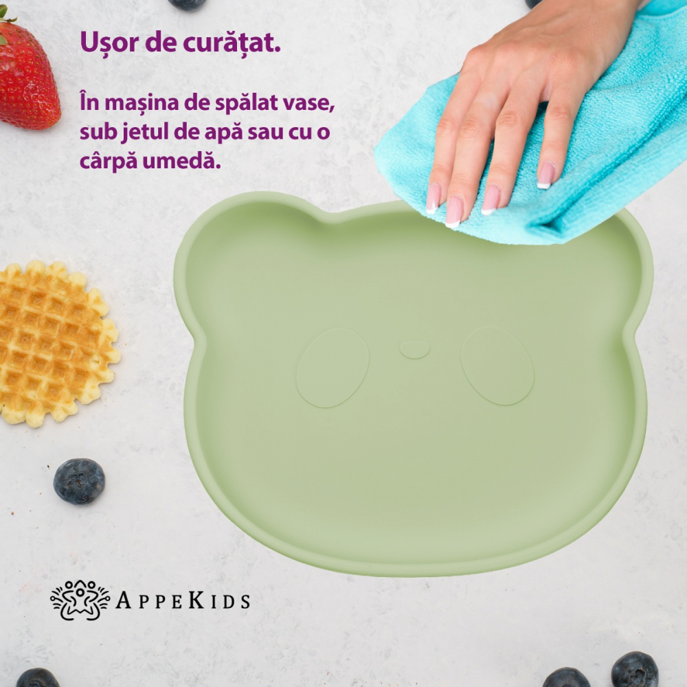 Farfurie Silicon cu Ventuza AppeKids Ursuleț - imagine 2