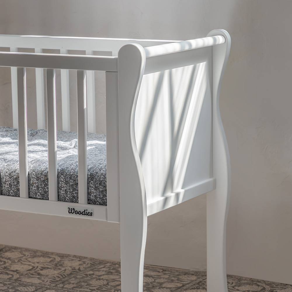 Patut co-sleeping Woodies Alb, 90x40 cm