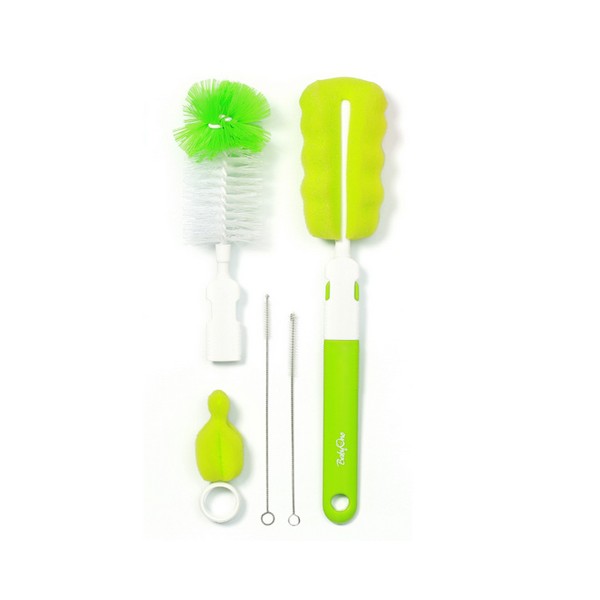 Set Perii Biberoane Babyono Verde, Curățare Eficientă