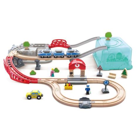 Set Tren Oraș Hape 48 piese - Jucărie Lemn