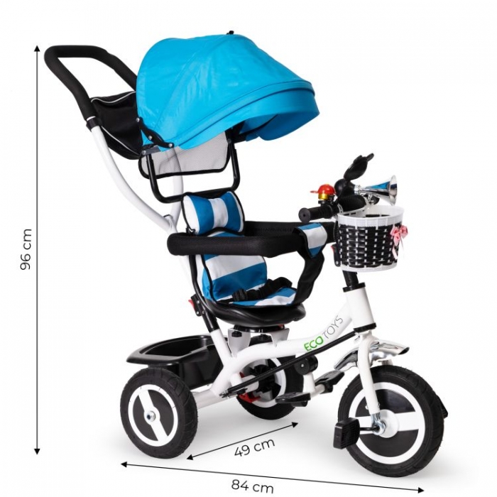 Tricicleta Ecotoys Albastru | Roti Gonflabile, 25kg - imagine 7