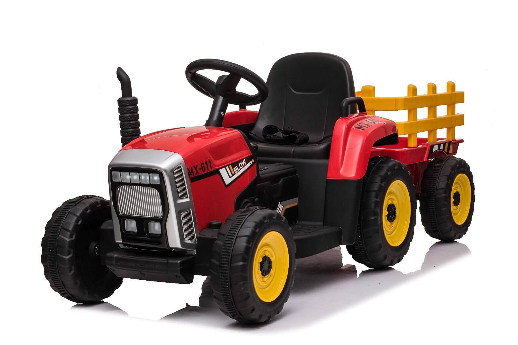 Tractor Electric Copii cu Remorca Rosu | Autokids