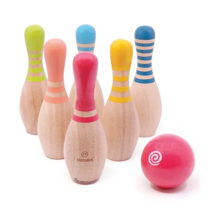 Set Bowling Svoora Lemn - Joc de Precizie Exterior - imagine 2