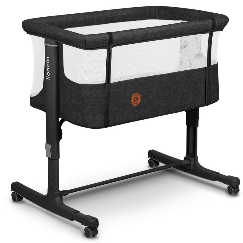 Pătuț Co-Sleeper 3 în 1 Lionelo Aurora, Gri Închis - imagine 4