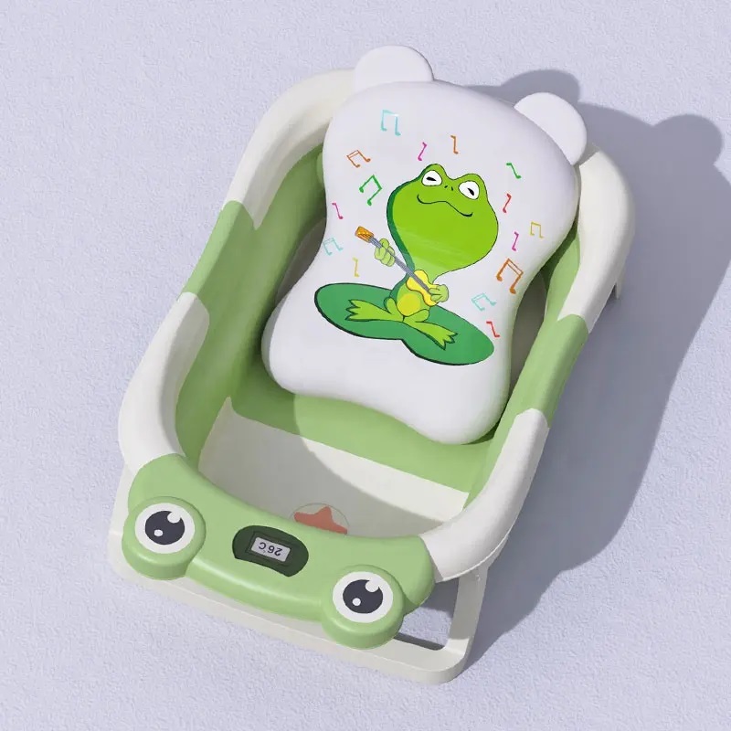 Cadita Little Mom Grey Frog - Pliabila cu Termometru