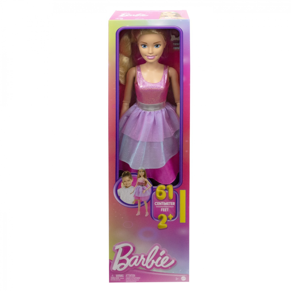 Păpușă Barbie Blonda 61Cm Mattel - Rochie Roz