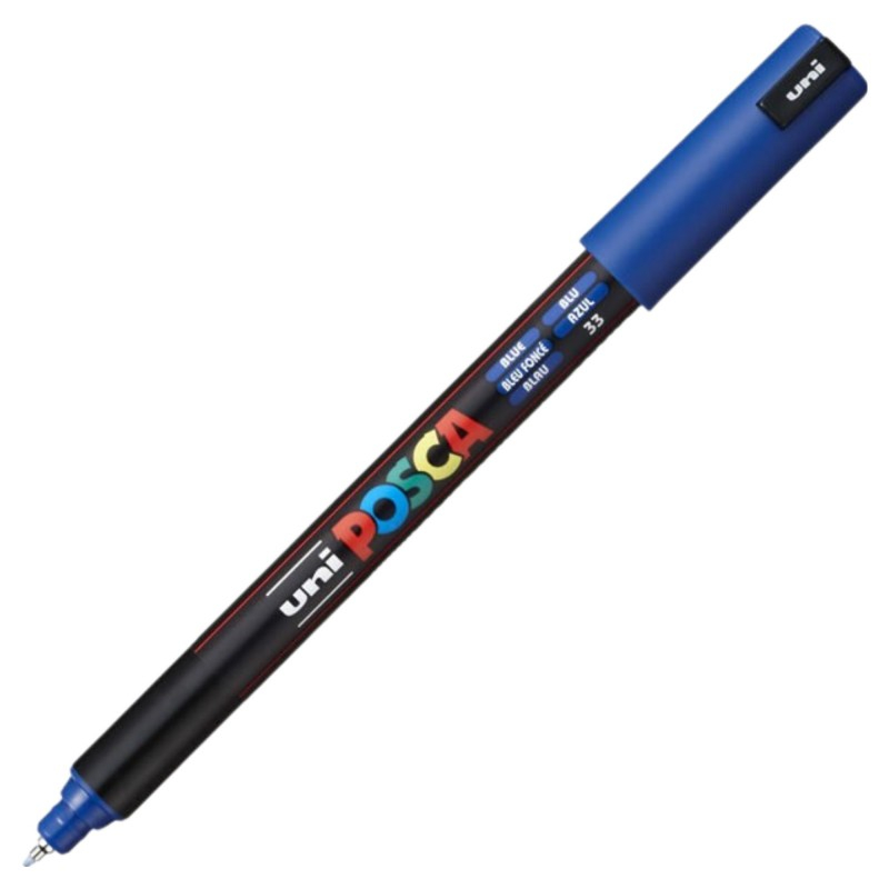 Marker Posca UNI PC-1MR, 0.7 mm, Albastru, Vopsea Pe Apă