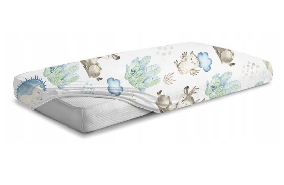 Cearceaf Babymam 160x80 cm Blue Forest Animals - imagine 4