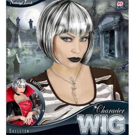 Peruca Bob Alb/Negru Widmann - Costum Perfect - imagine 3