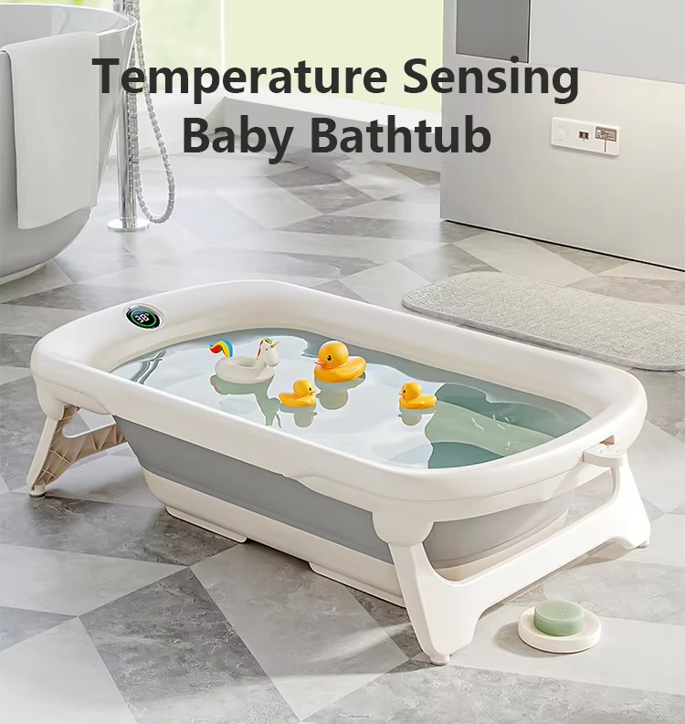 Cadita Little Mom Grey Pliabilă cu Termometru - imagine 8