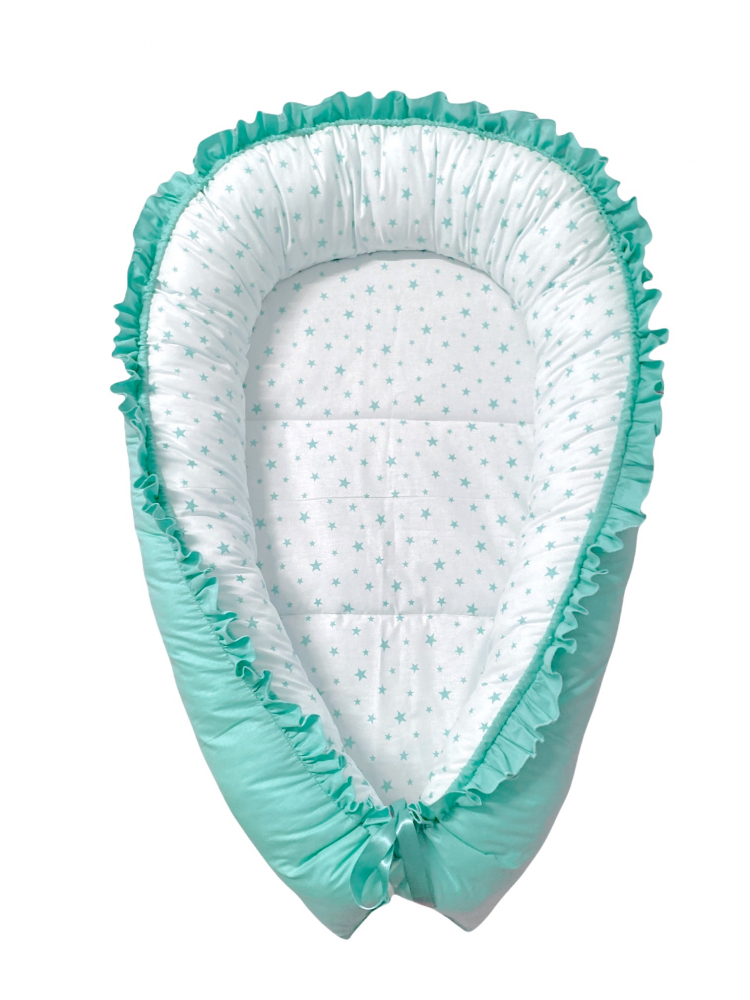 Cuib bebe Deseda Verde Menta cu volane