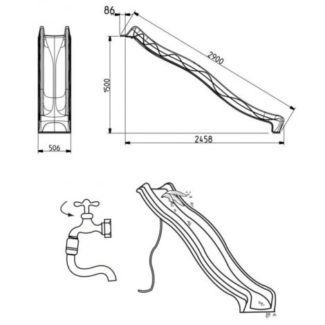 Tobogan HDPE KBT S Line 2.9m Rosu cu Apa - imagine 4