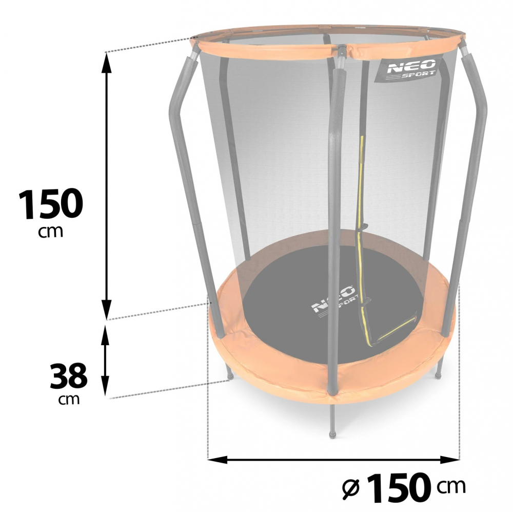 Trambulina Neo-Sport 152cm cu Plasa, Portocalie - imagine 7