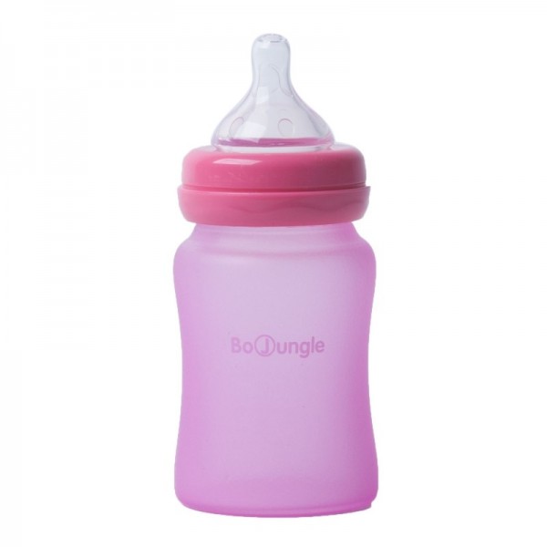 Biberon Thermo Sticlă 150ml Bo Jungle Roz Indicator