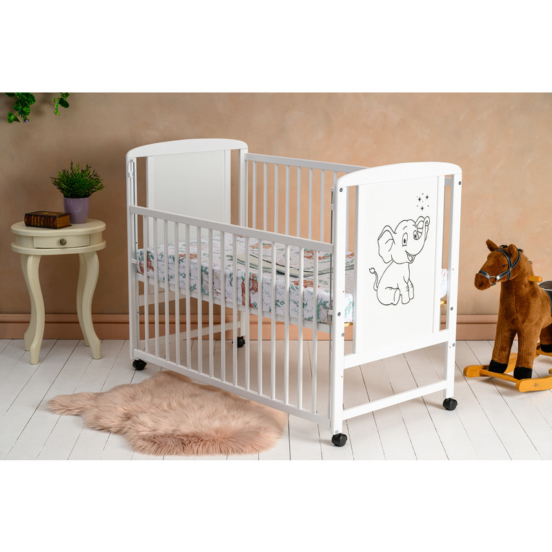 Patut Qmini Timmi Elephant Alb 120x60, Laterala Culisanta - imagine 6