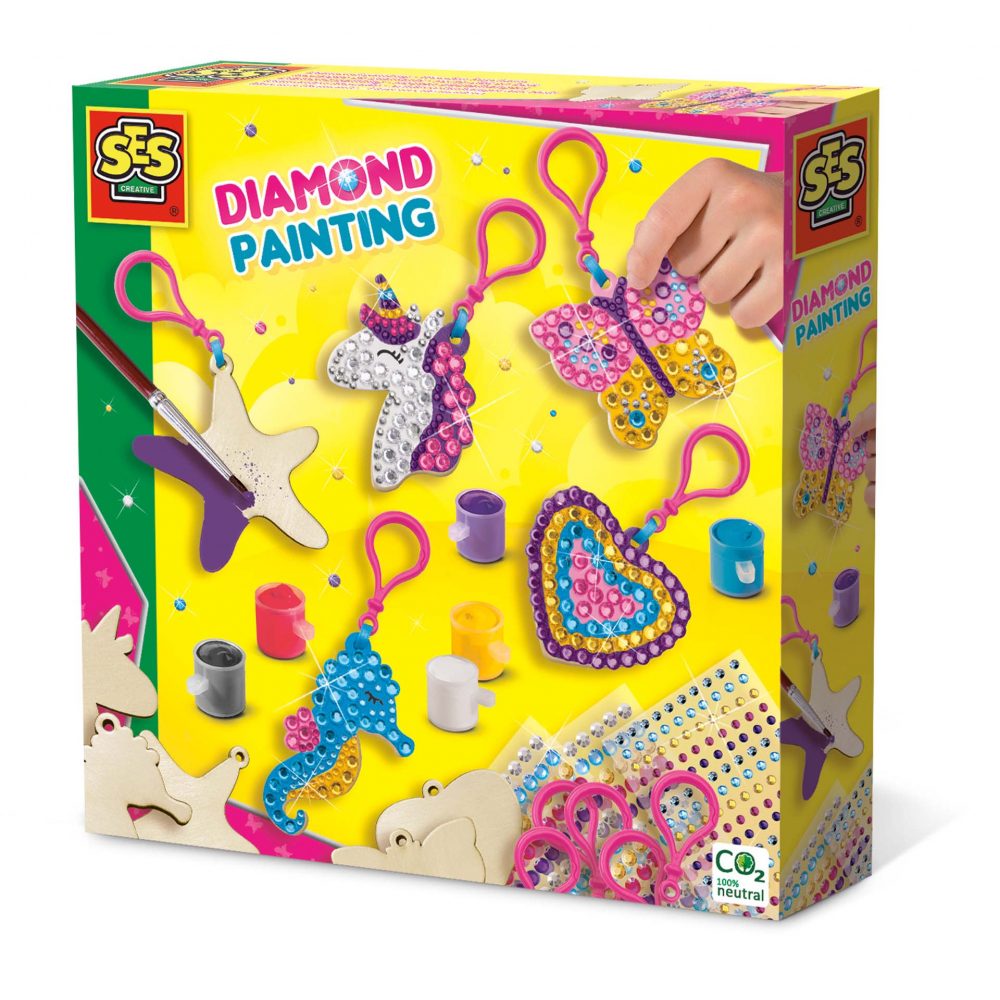 Kit Brelocuri Lemn Ses Creative Pictat & Diamante