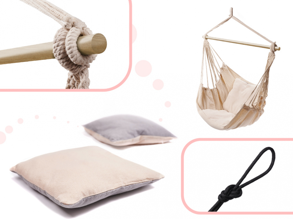 Hamac Brazil Beige Ikonka, 130x100cm - imagine 2