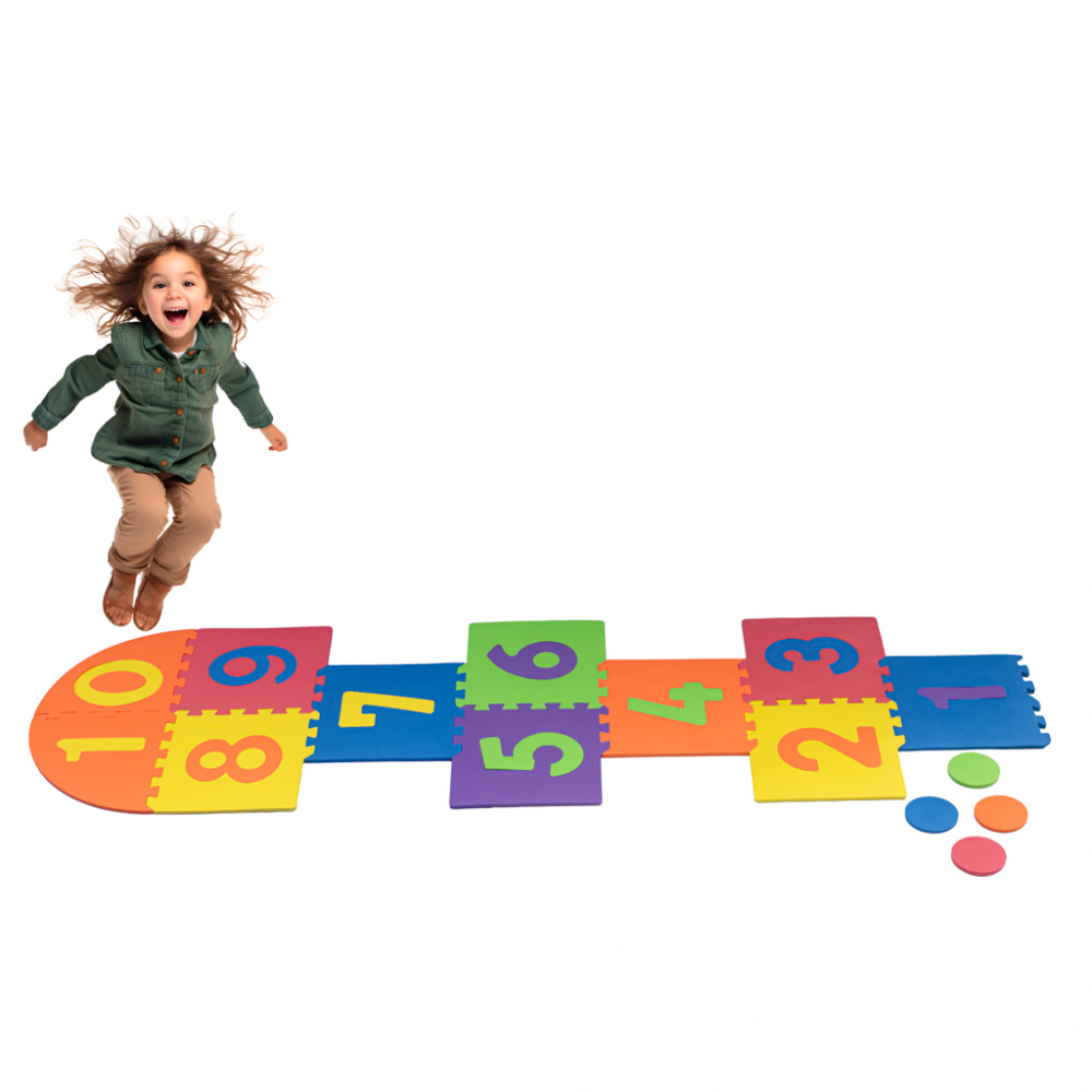 Covoraș Puzzle Spumă Ikonka, Multicolor, 11 Piese - imagine 4