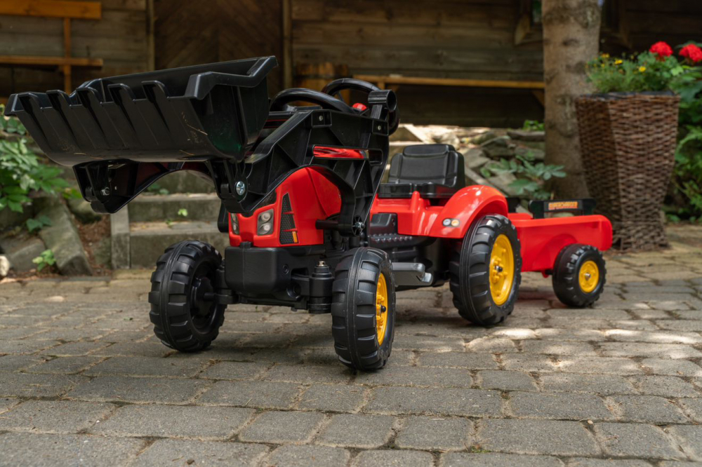 Tractor Falk SuperCharger Rosu cu Cupa si Remorca