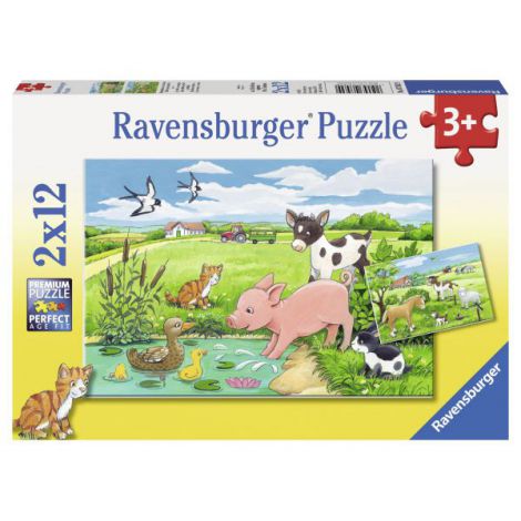 Puzzle Animale la Ferma Ravensburger 2x12 Piese