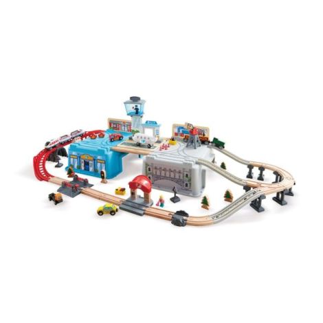 Hape Set Tren Metropola | 80 Piese din Lemn
