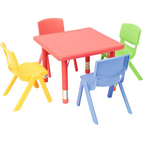 Masa Patrata Reglabila Moje Bambino, 40-60 cm, Rosu - imagine 5