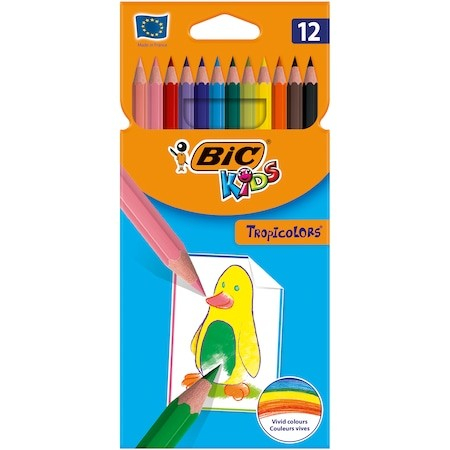 Creioane colorate Bic TROPICOLORS, 12 culori rezistente