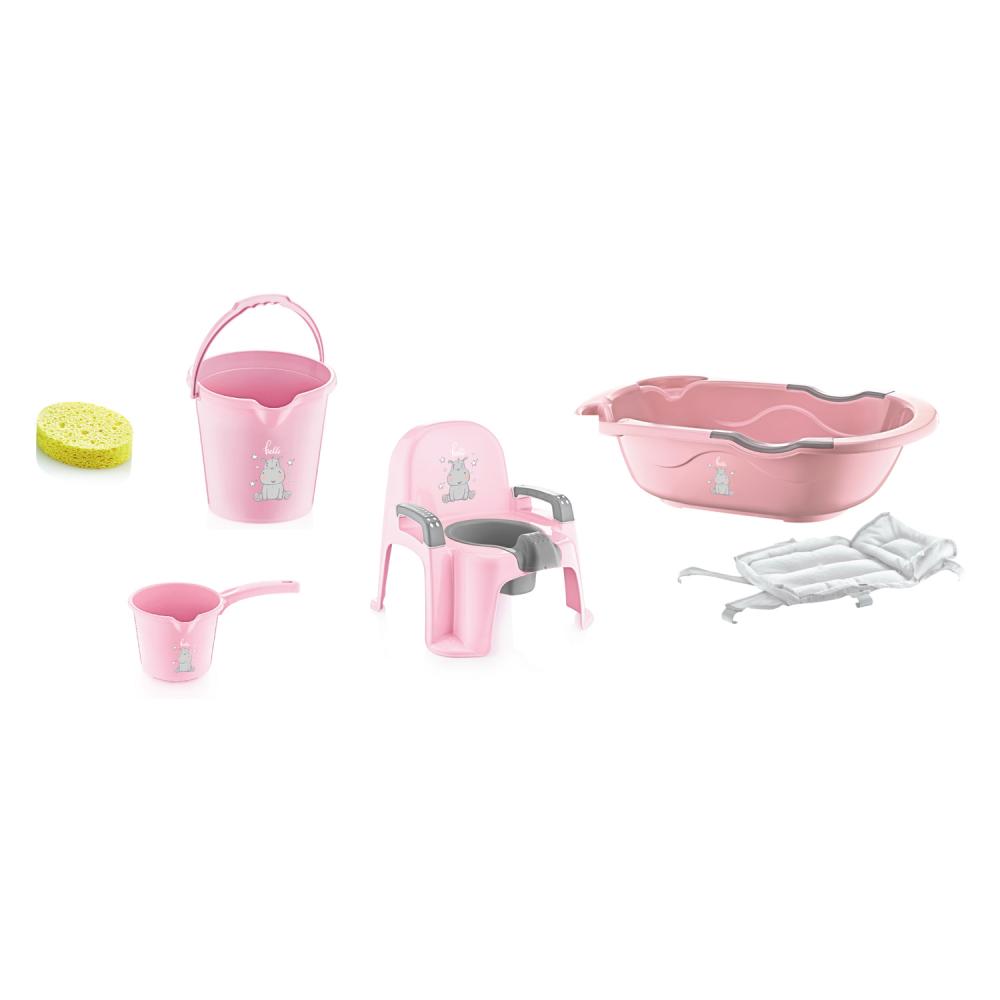 Set baie complet BabyJem Bebe Lux Pink, 6 piese