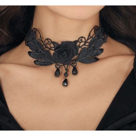 Guirca - Colier Dantela Negru Gothic