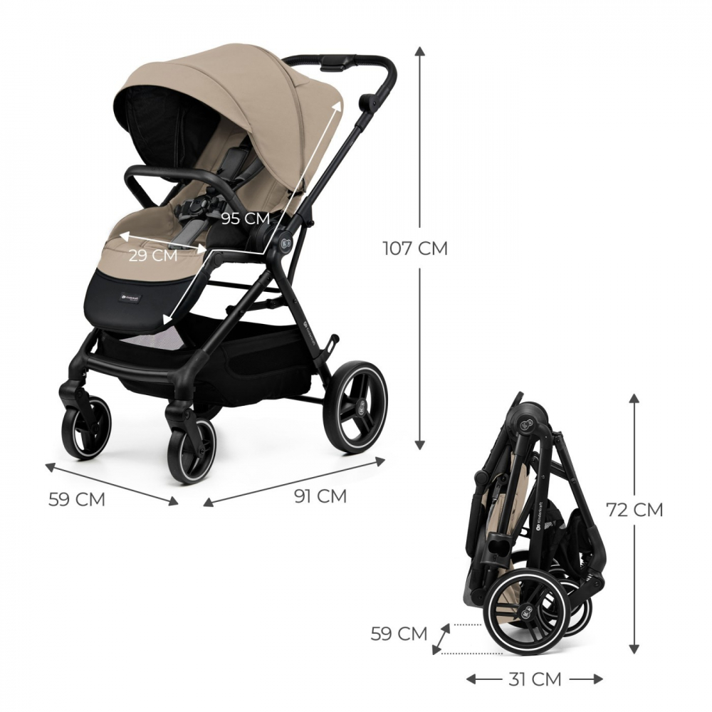 Carucior Kinderkraft Yoxi Beige Sport pana la 27kg - imagine 5