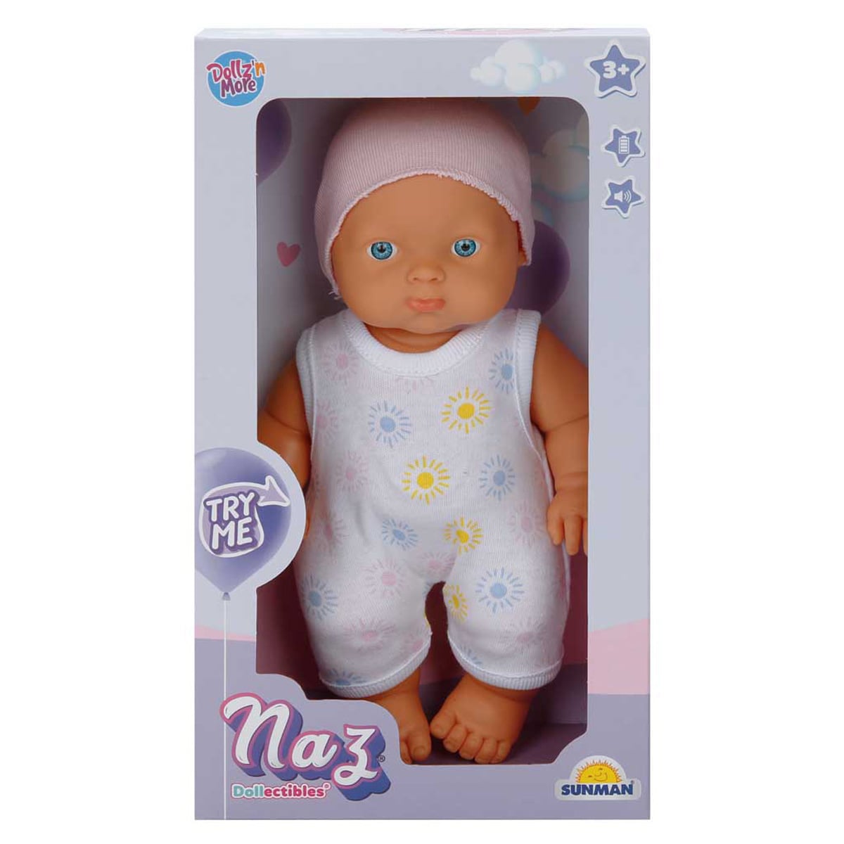 Păpușă Bebeluș Naz, Dollz n More, cu Sunet, 23 cm
