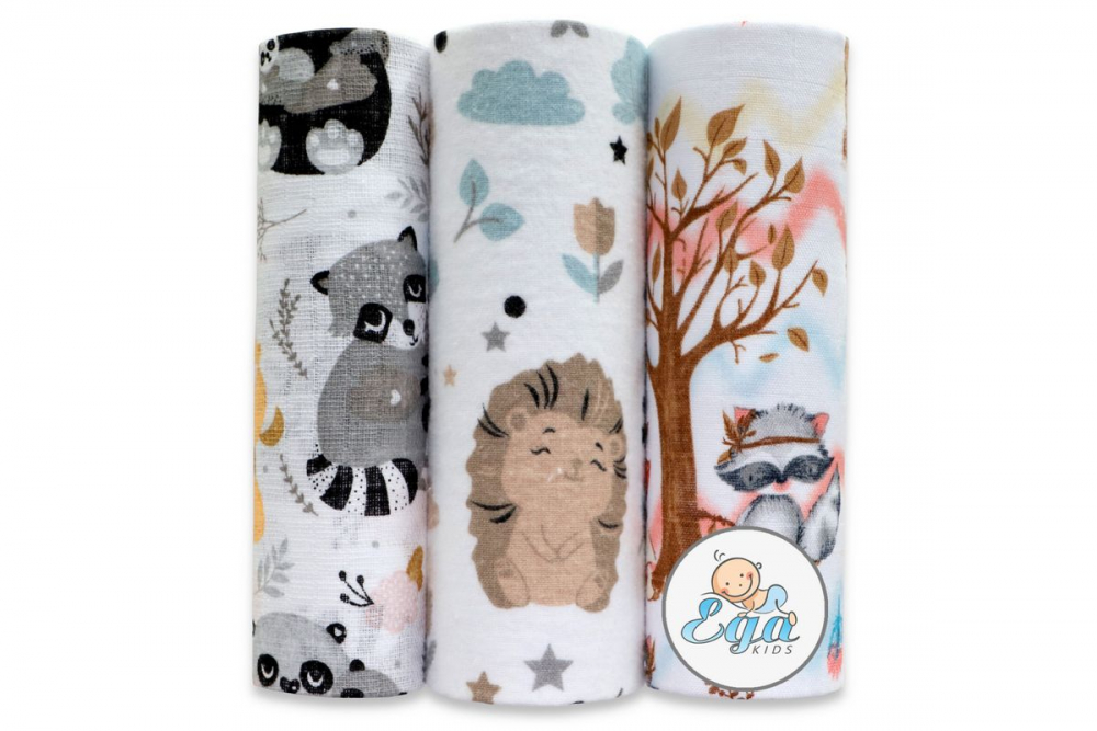 Set 3 Scutece Muselina Finet Egakids Forest Animals
