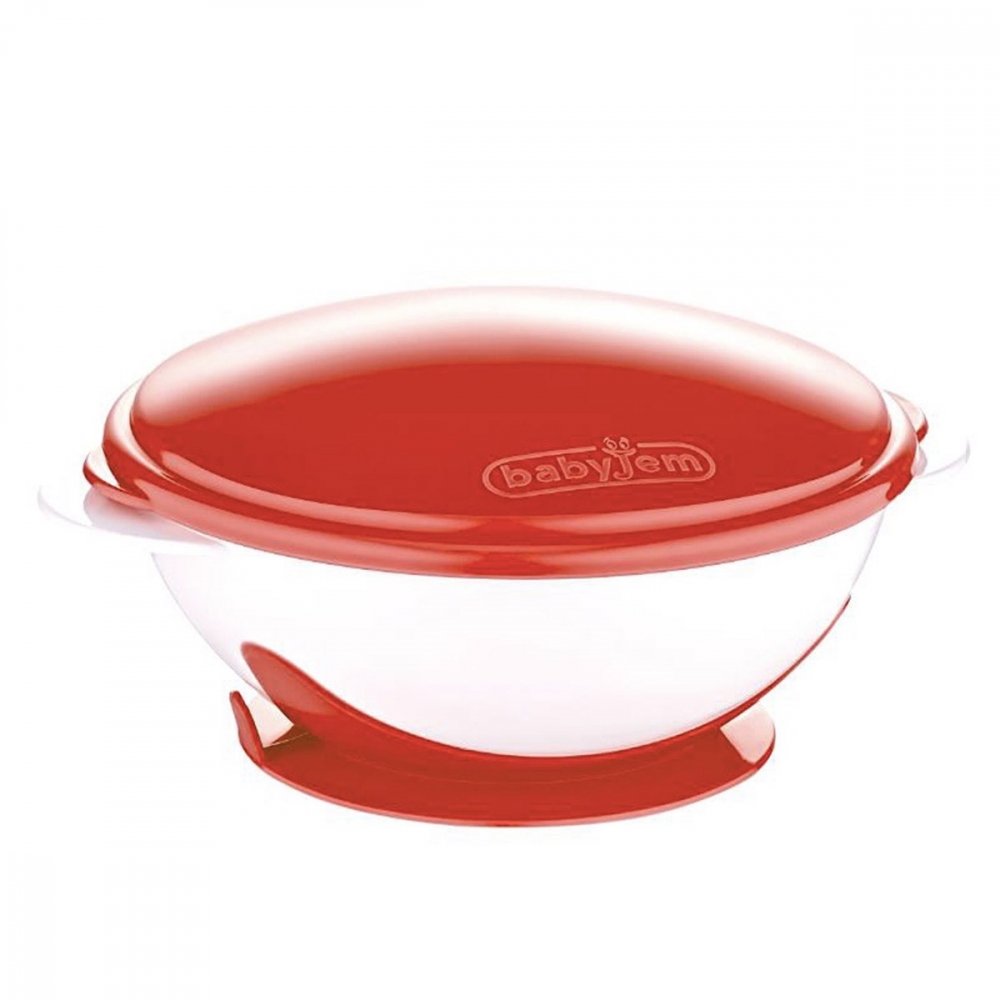 Castron BabyJem Red cu ventuză și capac