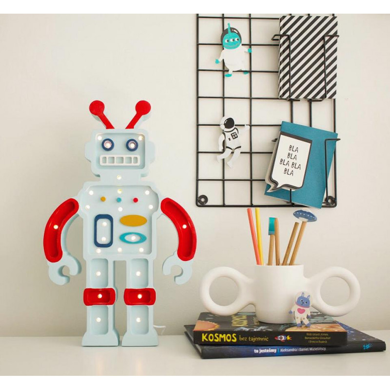 Lampa Robot Little Lights - Design Metalic Albastru