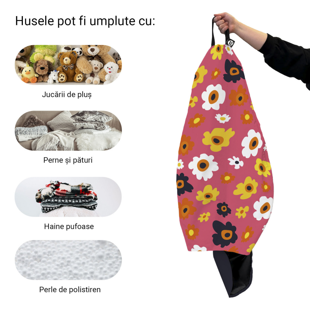 Husă Puf Bean Bag Para XL Daisy Roz | Updeco
