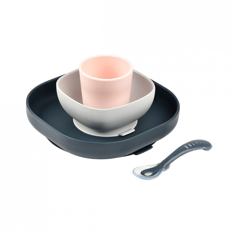 Set Masa Silicon Beaba 4 Piese Night Blue - imagine 3