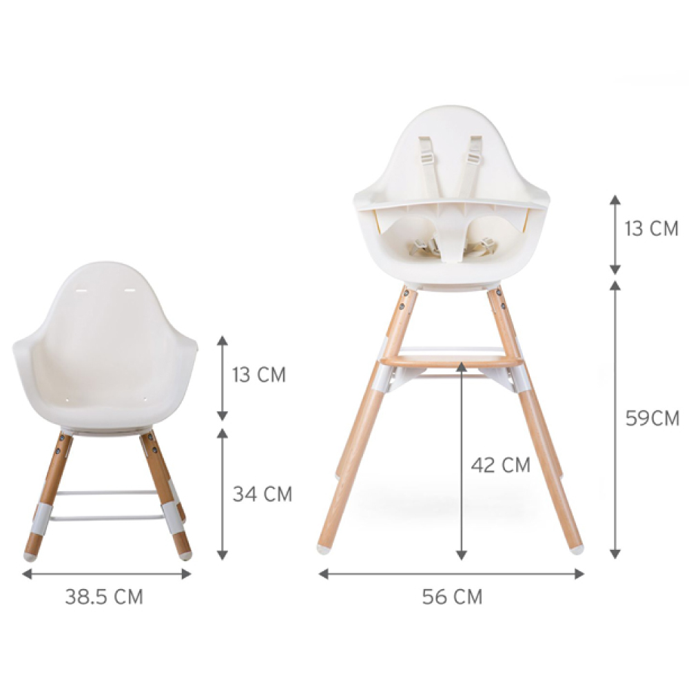 Scaun de masa Childhome Evolu One.80 Natural/Alb - imagine 2